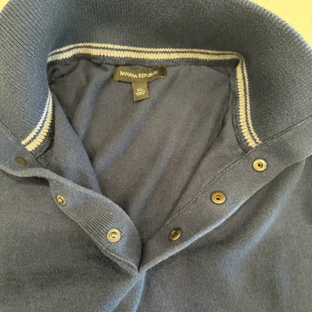 Banana Republic Men’s Snap Mock Preppy Navy Sweater - XL